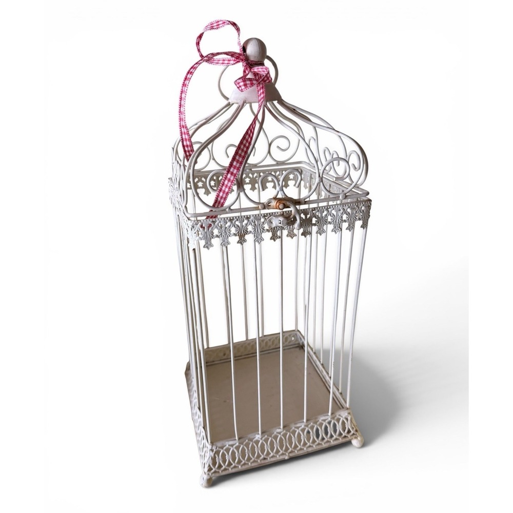 Vintage Birdcage French Shabby Chic Cream Metal Hinge Opening Decorative